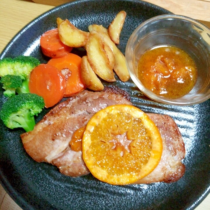 ポークステーキ みかんソース